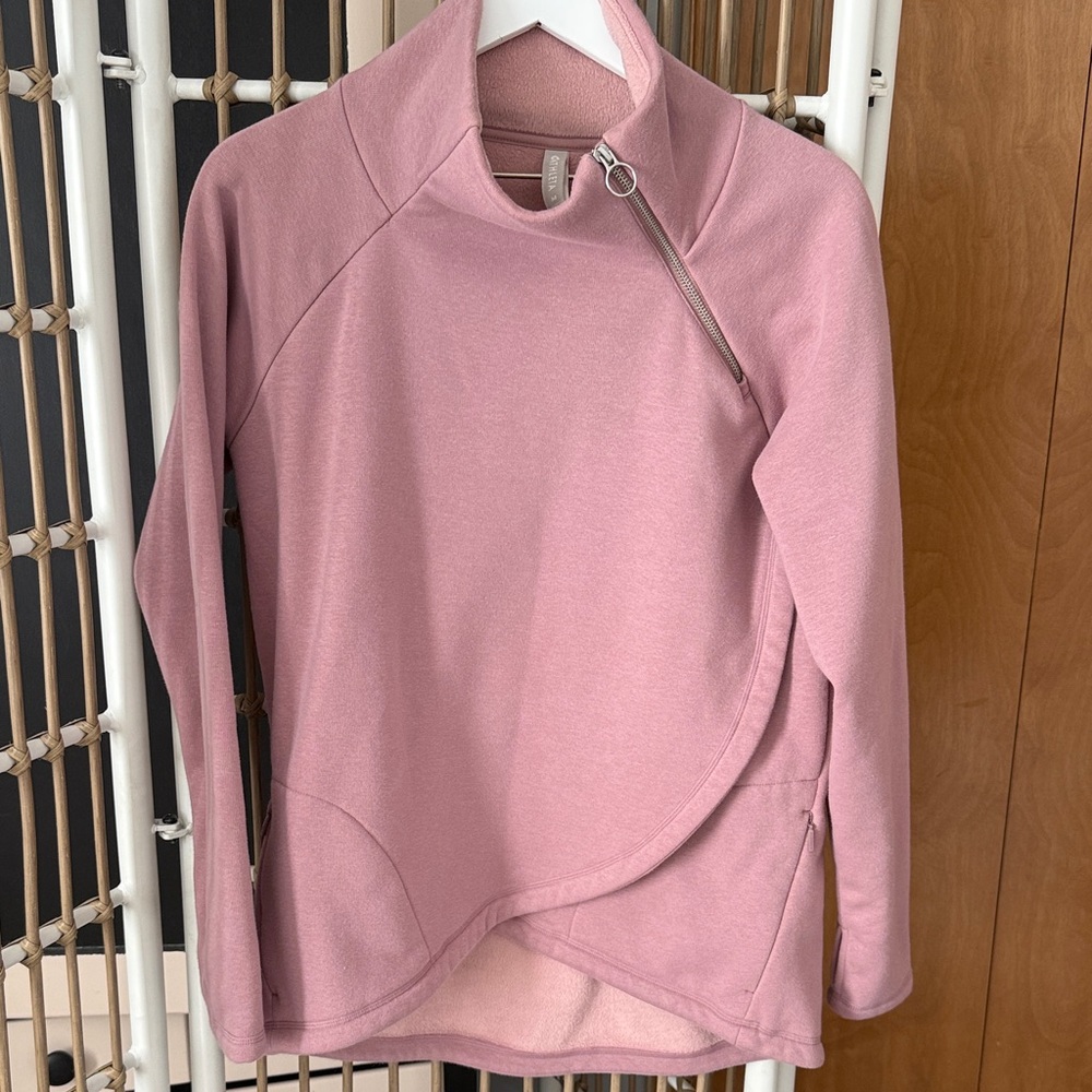 NWOT Athleta Pink Asymmetrical Zip Sweatshirt